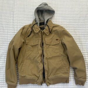 Billabong Tan Bomber Jacket with Gray Hood